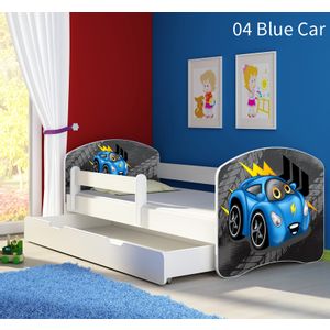 Dječji krevet ACMA s motivom, bočna bijela + ladica 160x80 cm - 04 Blue Car