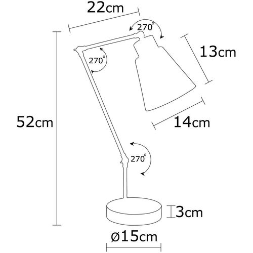 Opviq Stolna lampa MANAGVATI crna, drvo-metal, 14 cm, visina 52 cm, duljina kabla 200 cm, E27 40 W, Manavgat - N-590 slika 4