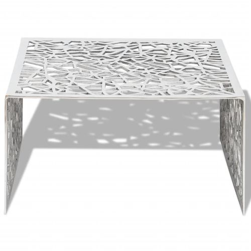 Stolić za Kavu Srebrni Geometrijski Dizajn Aluminij slika 30