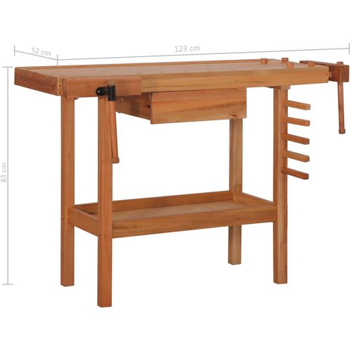 Radni stolarski stol s ladicom i 2 stege drveni slika 26
