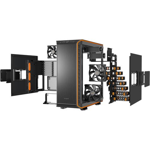 be quiet! BG010 DARK BASE 900 Orange, MB compatibility: E-ATX / XL-ATX / ATX / M-ATX / Mini-ITX, Three pre-installed be quiet! Silent Wings 3 PWM fans, Ready for water cooling radiators up to 420mm slika 4