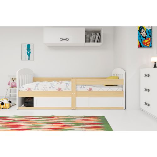 Drveni dječji krevet KLASIK s kliznom ladicom - 160x80cm - svijetlo drvo - crni slika 2