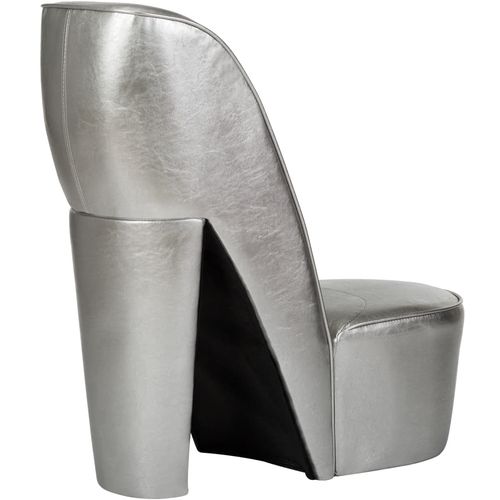 Stolica u obliku visoke pete od umjetne kože srebrna slika 26