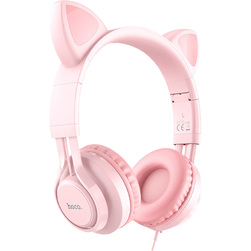 hoco. Slušalice sa mikrofonom, 3.5mm utikač, 1.2m kabel - W36 slušalice Mačje uši,Pink slika 1
