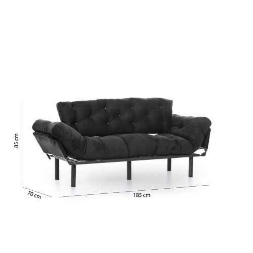 Atelier Del Sofa Trosjed na razvlačenje, Crno, Nitta Triple - Black slika 14