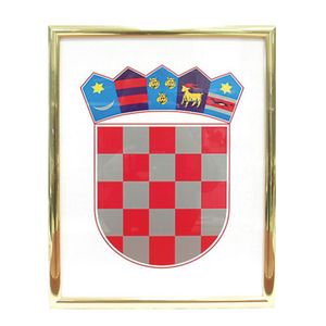 Grb Republike Hrvatske metalni okvir srebrni, 30x40 cm