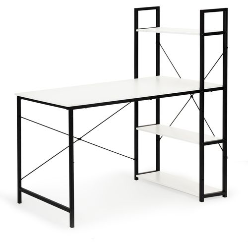 Metalni radni stol u LOFT stilu s 3 polica bijeli slika 2