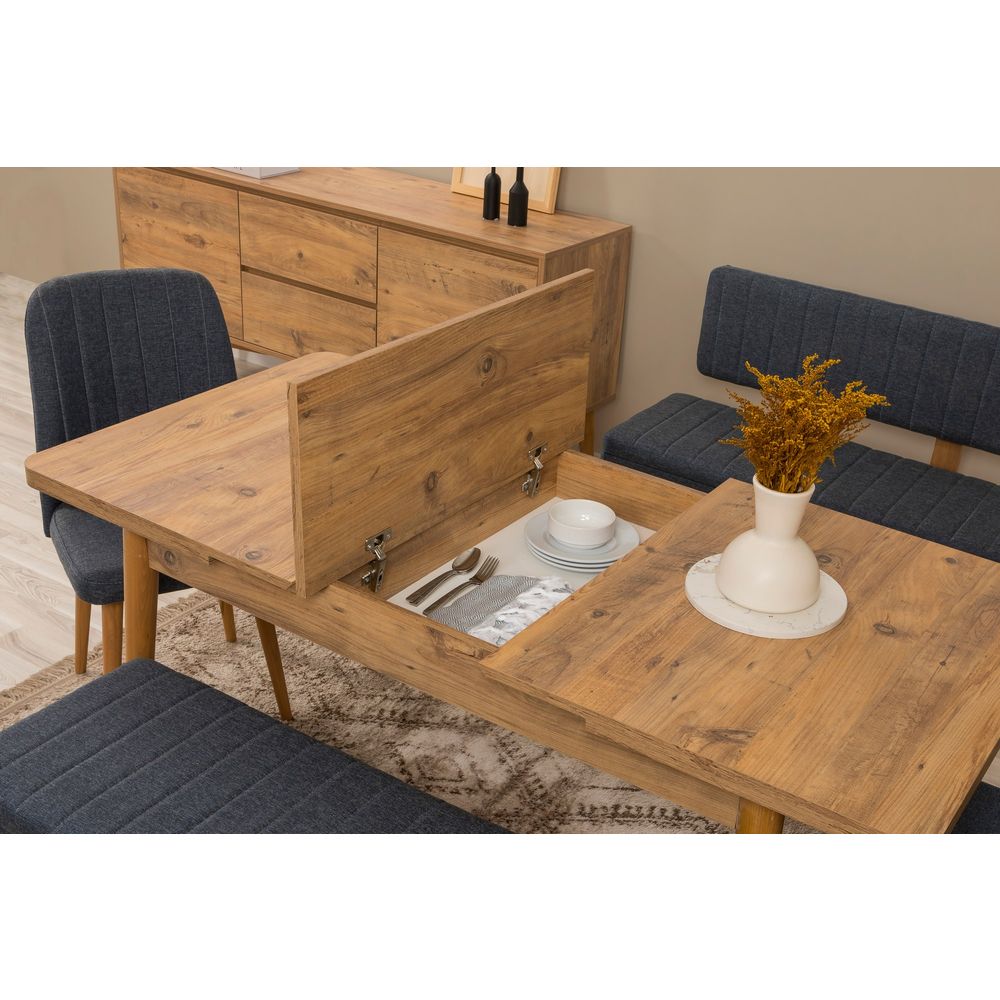 Vina Bench 04 1048 - Set za Trpezariju od 6 Komada u Tamnoplavoj Atlantic Borovini slika 5