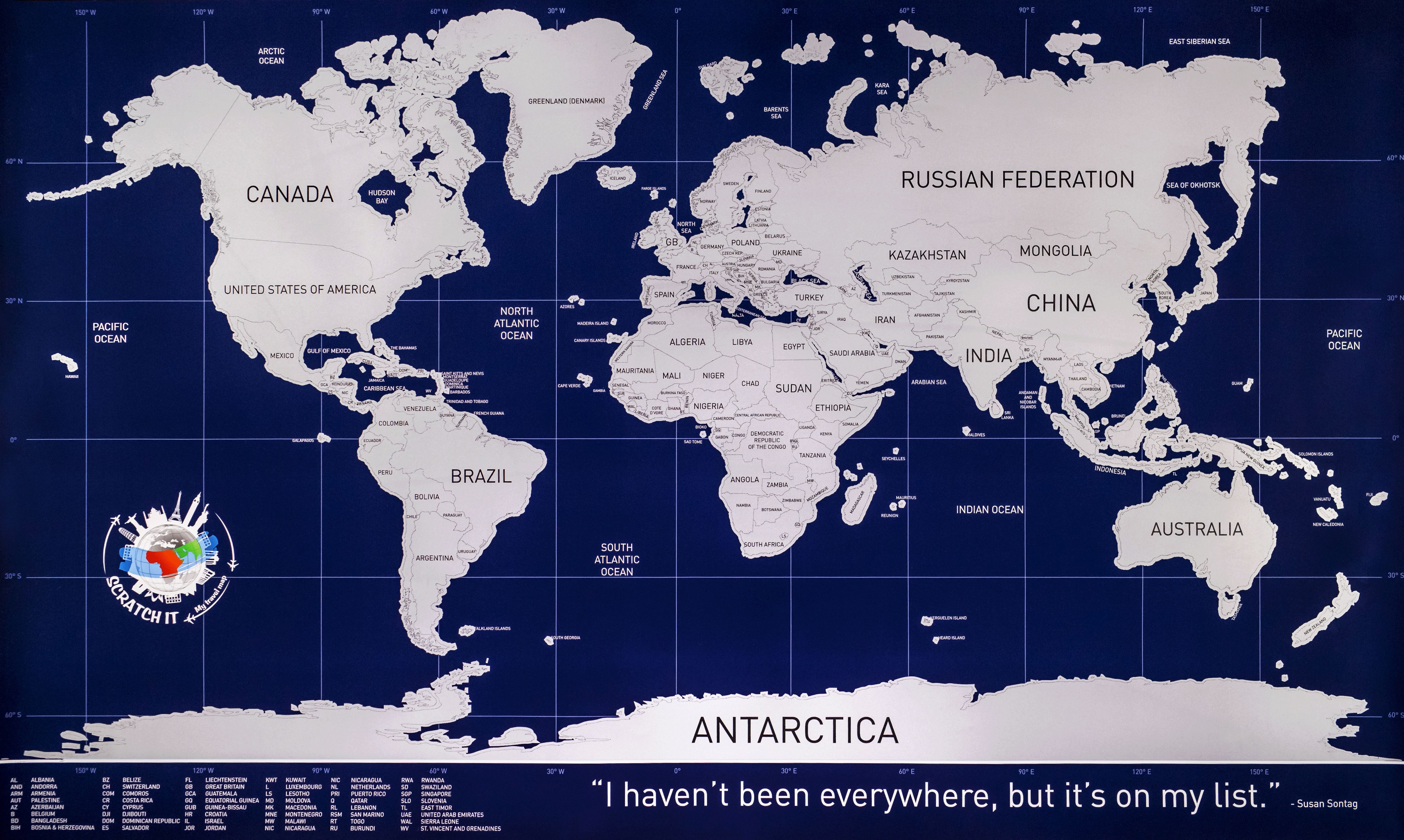 MY TRAVEL MAP Karta svijeta scratch My Travel Map plava slika 1