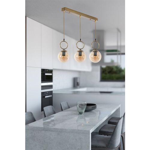 Morino 3 Lü Sıralı Bal Camlı Eskitme Sarkıt Copper Chandelier slika 1