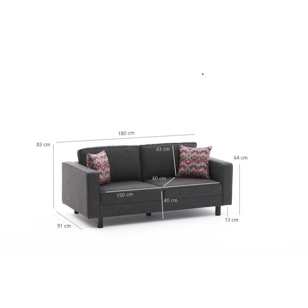 Kale Sofe - Antracitna 2-Sjedalna Sofa slika 8