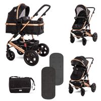 LORELLI LORA LUXE Black Kolica 2u1: Košara + Zimska Navlaka + Putna Torba (0mj+) - (do 15kg/96cm)