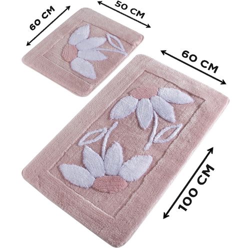 Daisy - Pink Multicolor Acrylic Bathmat Set (2 Pieces) slika 3