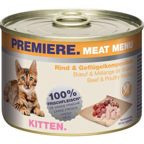 Premiere Cat Meat Menu KITTEN Govedina,Piletina 200g konzerva slika 1