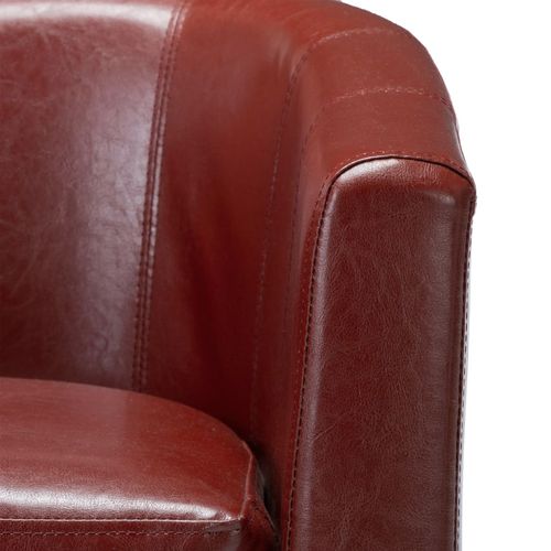 Fotelja od umjetne kože s osloncem za noge crvena boja vina slika 7