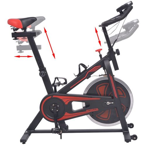 Sobni bicikl za vježbanje sa senzorima pulsa crno-crveni slika 3