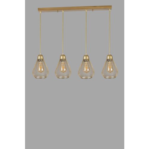 Armut 4 Lü Sıralı Eskitme Sarkıt Gold Chandelier slika 3