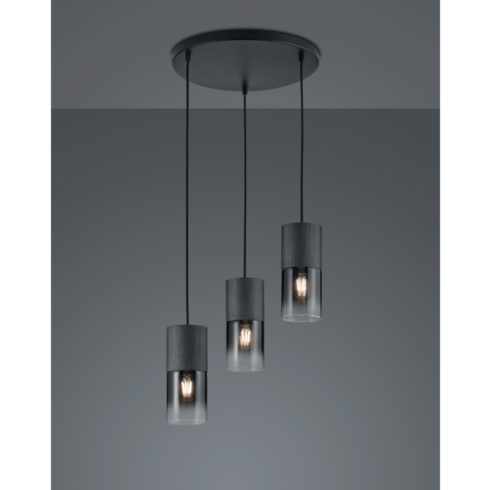 Trio Lighting luster ROBIN 3×E27 – crno-mat slika 1