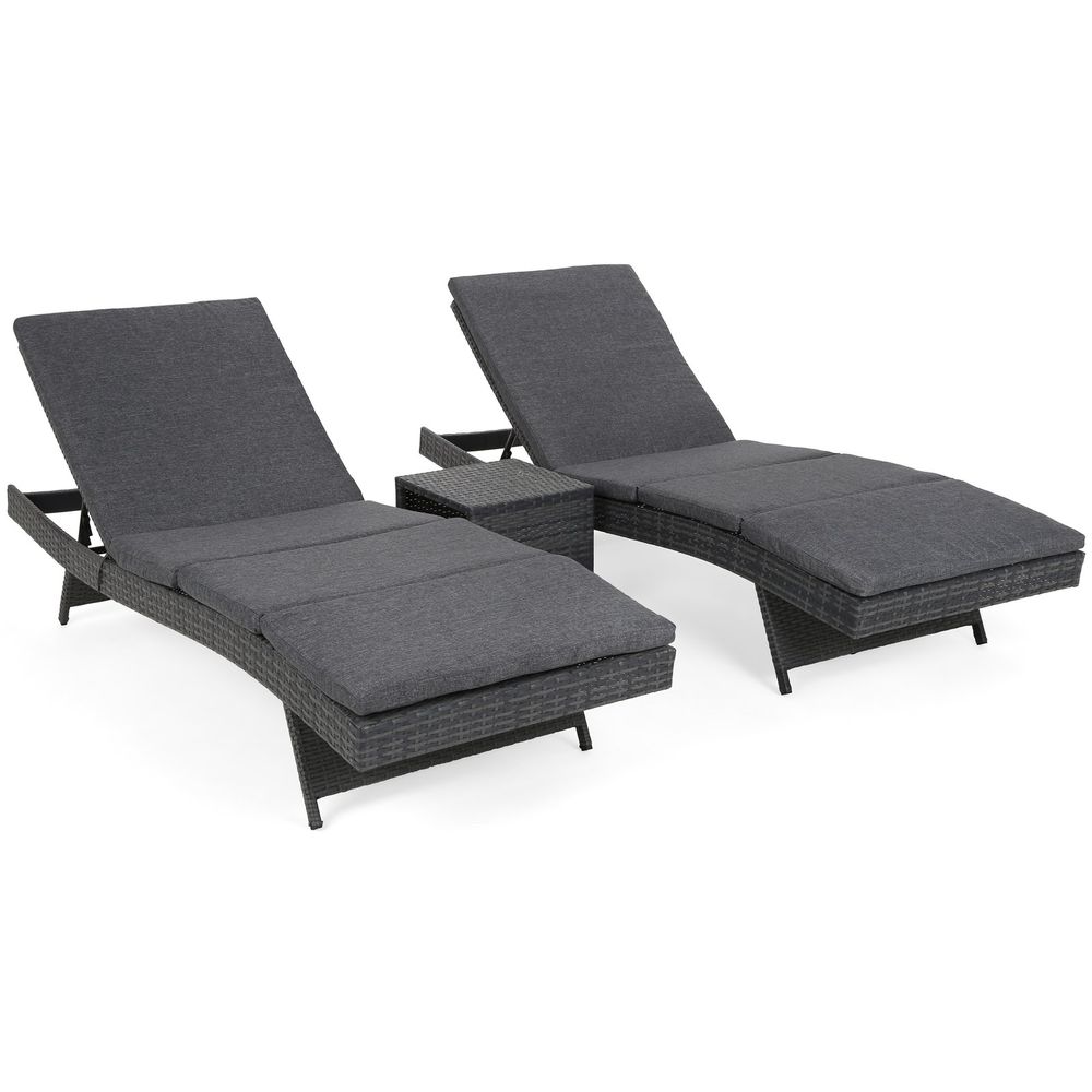 Set vrtnih ležaljki od tehnoratana Bora Bora Grey / Grey Melange sa stolom slika 2