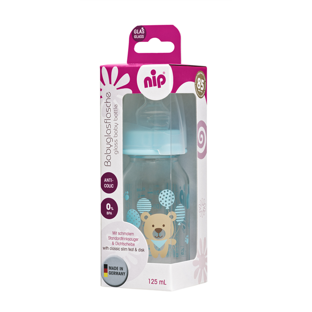 nip® Standardna staklena flašica 125ml 0m+, Bear Boy slika 4