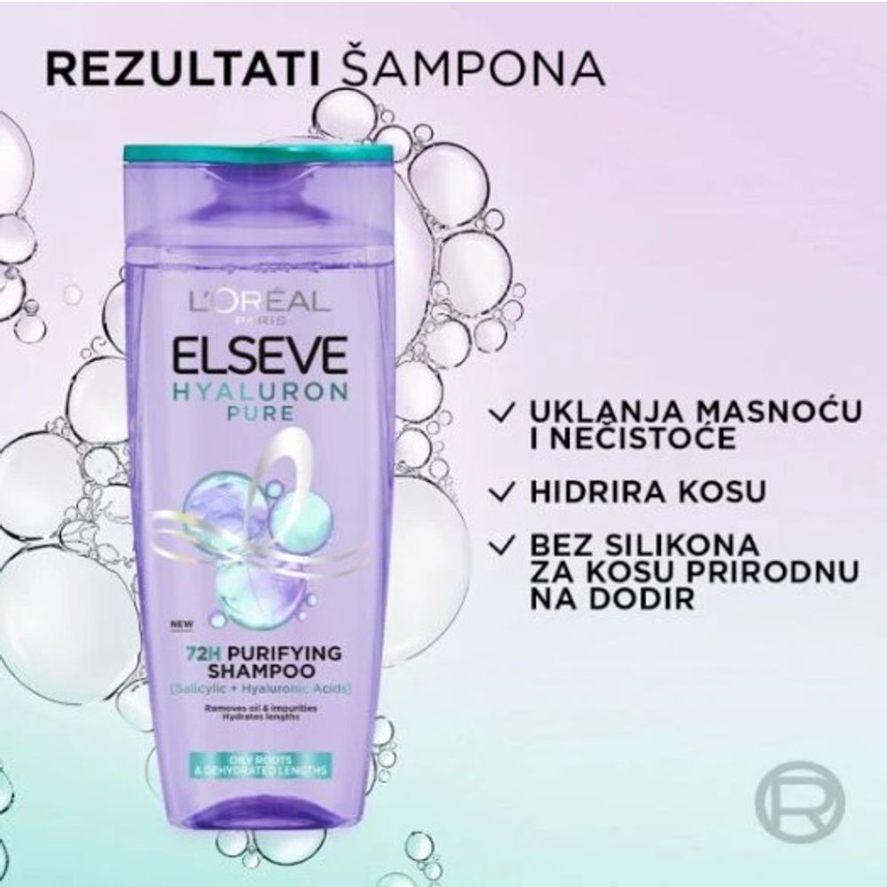 L’Oréal Paris Elseve Hyaluron Pure Šampon za dehidriranu kosu koja se brzo masti 250ml slika 2