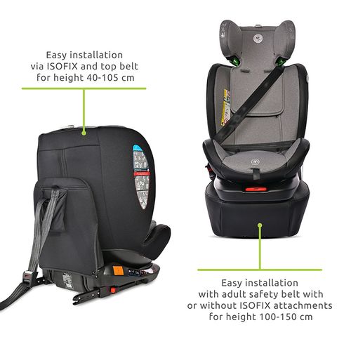 LORELLI ARES autosjedalica i-Size ISOFIX 360, 0-12 godina/0-36 kg/40-150 cm (0+/1/2/3), grey slika 6