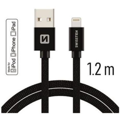 SWISSTEN kabel USB-C/Lightning MFI, platneni, 1.2m, crni slika 1