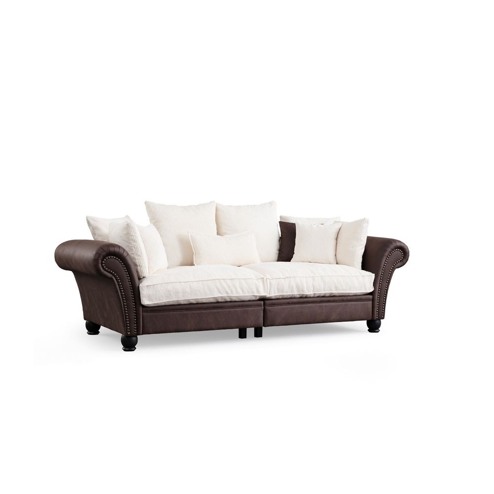 Lawrence Lounge - Smeđa, Bijela Trokrvna Sofa slika 4