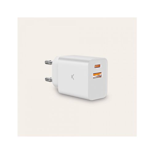 KSIX, zidni punjač 20W PD, dual USB-A + USB-C, bijeli slika 1