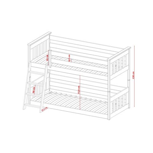 Drveni Dečiji Krevet Na Sprat Kevin - Beli - 200*90 Cm slika 3