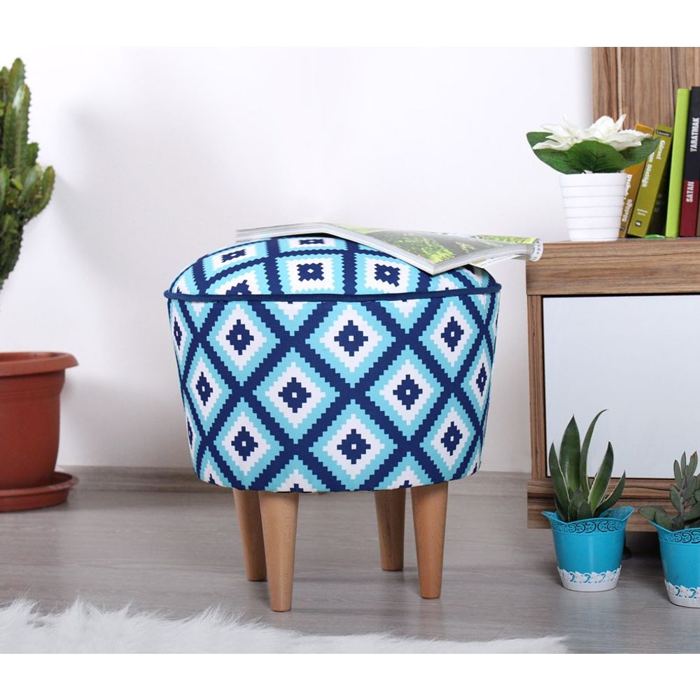 Sky v3 Pouffe - Plavo/Bijela slika 3