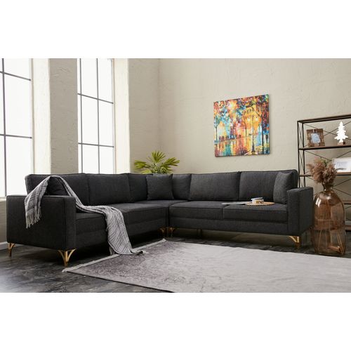 Atelier Del Sofa Kutna garnitura, Antracit Zlato, Berlin - Anthracite, Gold slika 2