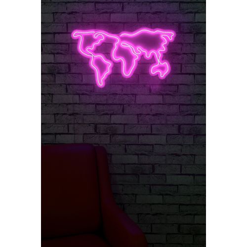 Wallity Ukrasna plastična LED rasvjeta, World Map - Pink slika 3