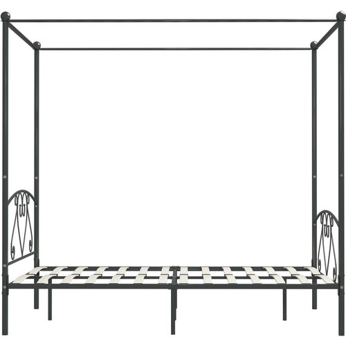 Okvir za krevet s nadstrešnicom sivi metalni 160 x 200 cm slika 8