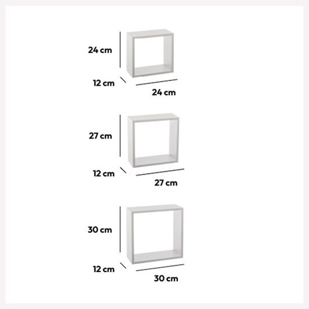 Five fixy set polica zidna 3 kom kocka MDF bijela slika 2