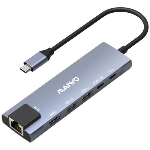 MAIWO USB 3.1 Tup-C 6 u 1 adapter USB3.0+HDMI+USB C PD+USB C DATA+RJ45, KH06RH slika 1