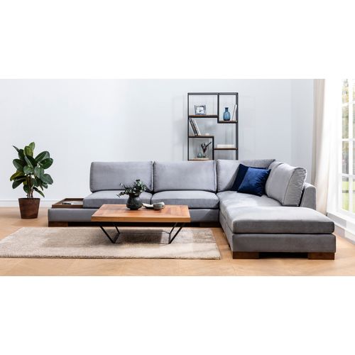 Atelier Del Sofa Kutna garnitura TULIP, desna, tamno sivo, Tulip Corner Right With Pouf - Dark Grey slika 1