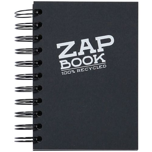 Clairefontaine Zap book A6 80gr 160L, crna boja, spiralni uvez, bjanko, 100% reciklirani papir slika 1