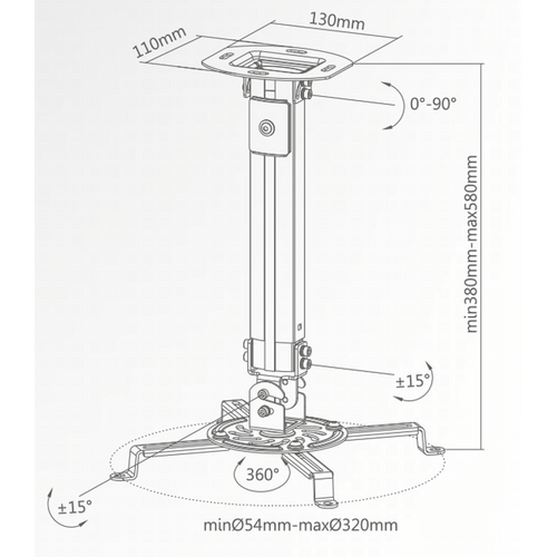 Superior Stropni nosač za projektor, univerzalni - univerzalni, do 13,5 kg slika 4