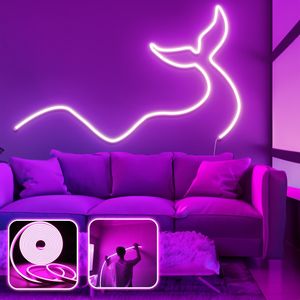Wave and Tail - Large - Pink Pink Decorative Wall Led Lighting