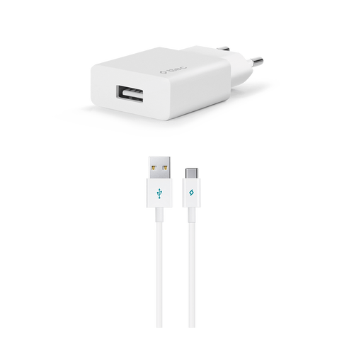 Ttec Punjač Zidni - Output 1xUSB 2,1A - +Type-C cable 1,2m - White slika 1