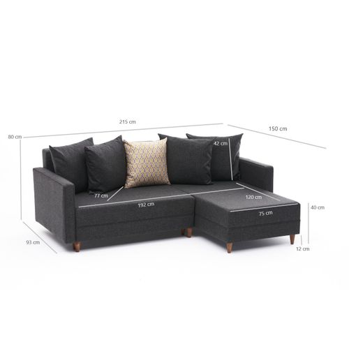 Atelier Del Sofa Aydam Right - Antracit Ugao Sofa na Razvlačenje slika 7