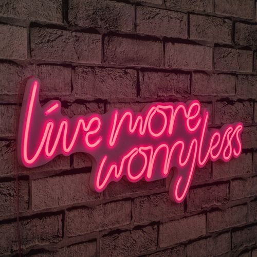 Wallity Ukrasna plastična LED rasvjeta, Live More Worry Less - Pink slika 9