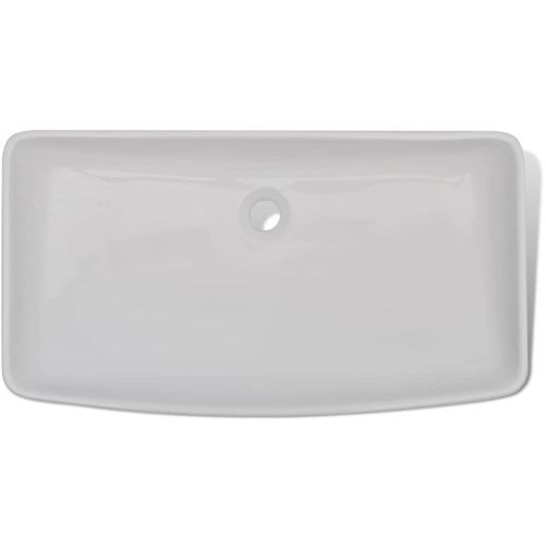 Umivaonik s miješalicom keramički pravokutni bijeli slika 5