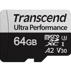 Transcend TS64GUSD340S 64GB microSD w/ adapter UHS-I U3 A2 Ultra Performance, Read/Write up to 160/80 MB/s