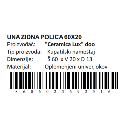 Ceramica lux   Una zidna polica 60x20 300268 slika 5