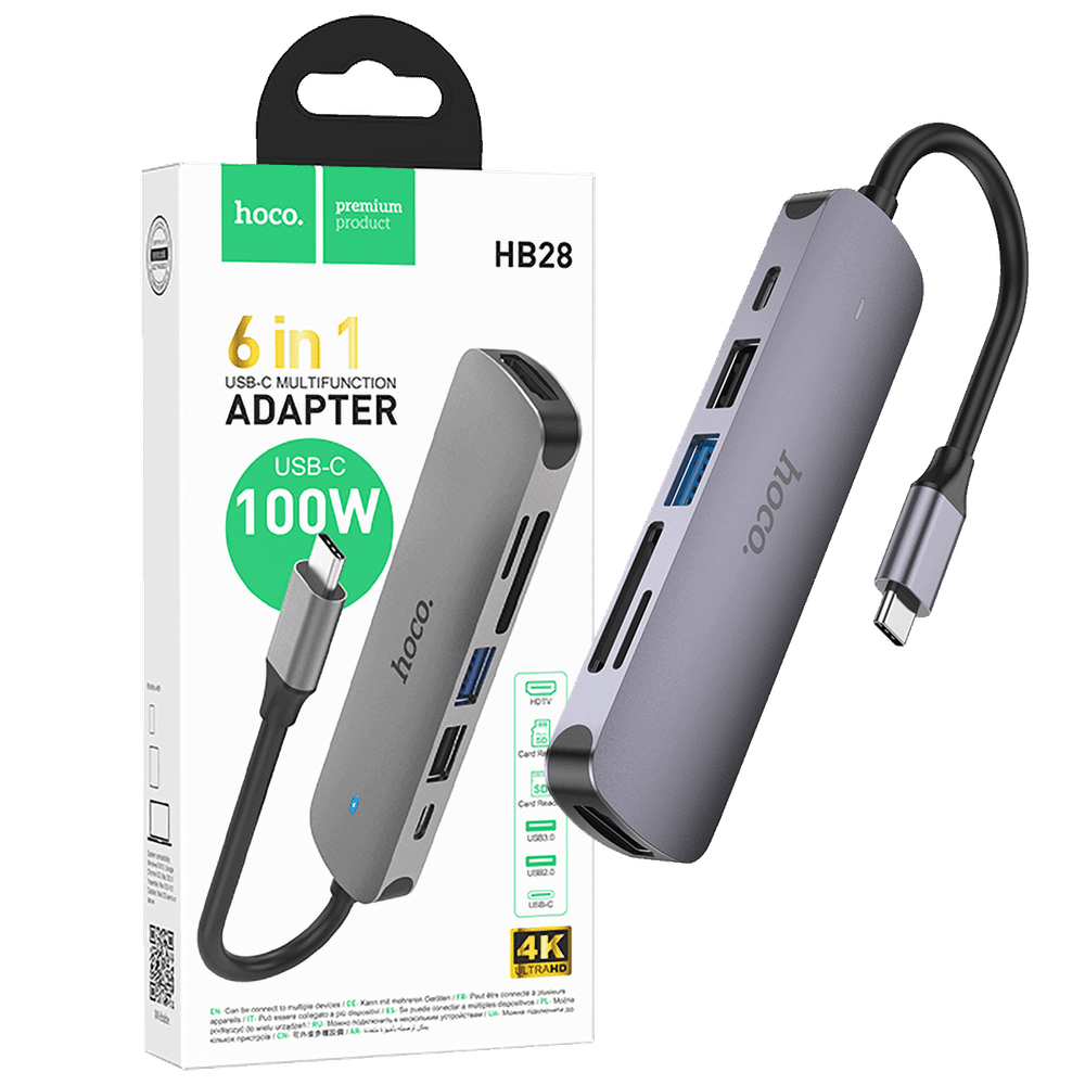 hoco. Konverter USB HUB type C to HDTV HB28 / USB3.0, USB2.0, PD, HDMI  slika 1