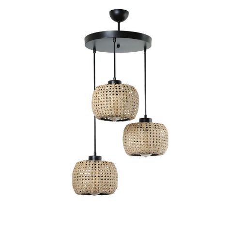 Tıger 3 Lü Tepsili Rattan Sarkıt Rattan Chandelier slika 2