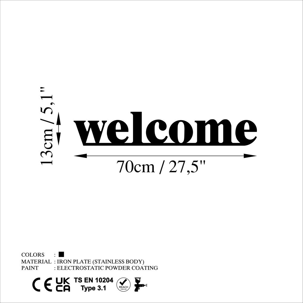 Decorative metal wall accessory Welcome, colour: black slika 6