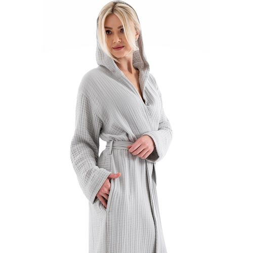 Muslin - Grey Grey Unisex Bathrobe slika 3